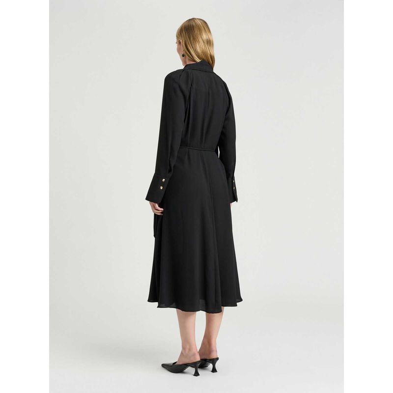 Veronika Maine Satin Back Crepe Tie Neck Shirtdress image number 1